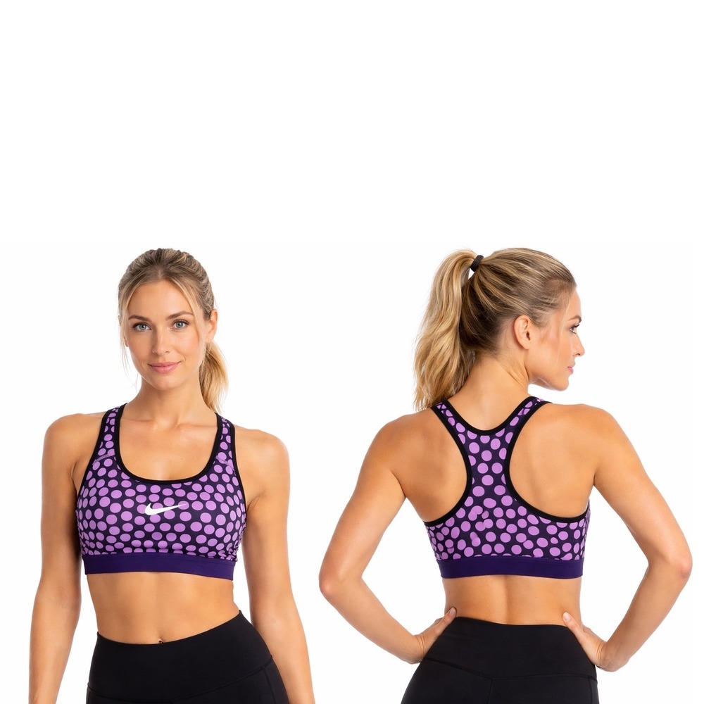 Nike Dri-FIT Purple Polka Dot Racerback Sports Bra M‎ Activewear Gym Chic 104-72